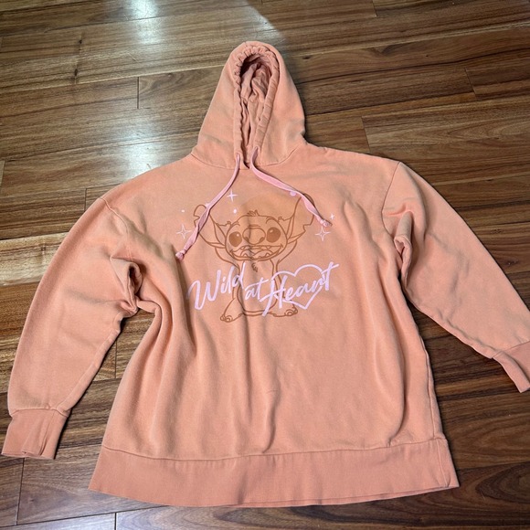 Disney Stitch Hoodie Wild at Heart Graphic Pullover Sweatshirt M - Picture 1 of 5